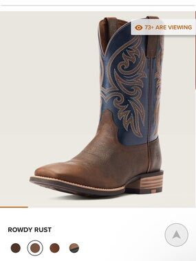 Ariat Rowdy Rust Brown and Navy Western Boots